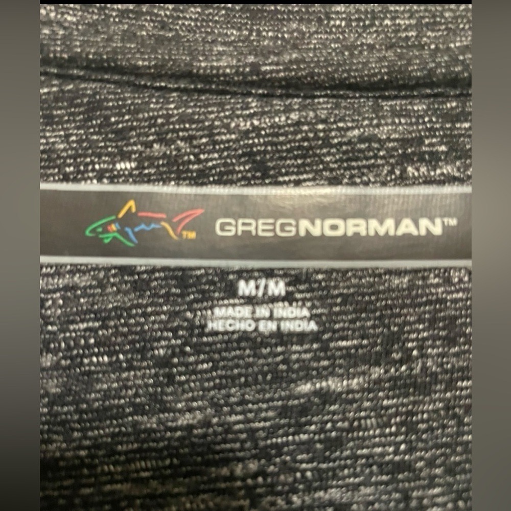 Greg Norman T-Shirt Short Sleeve Mens Medium Gray Shark Logo Heathered Tee M - Picture 3 of 4